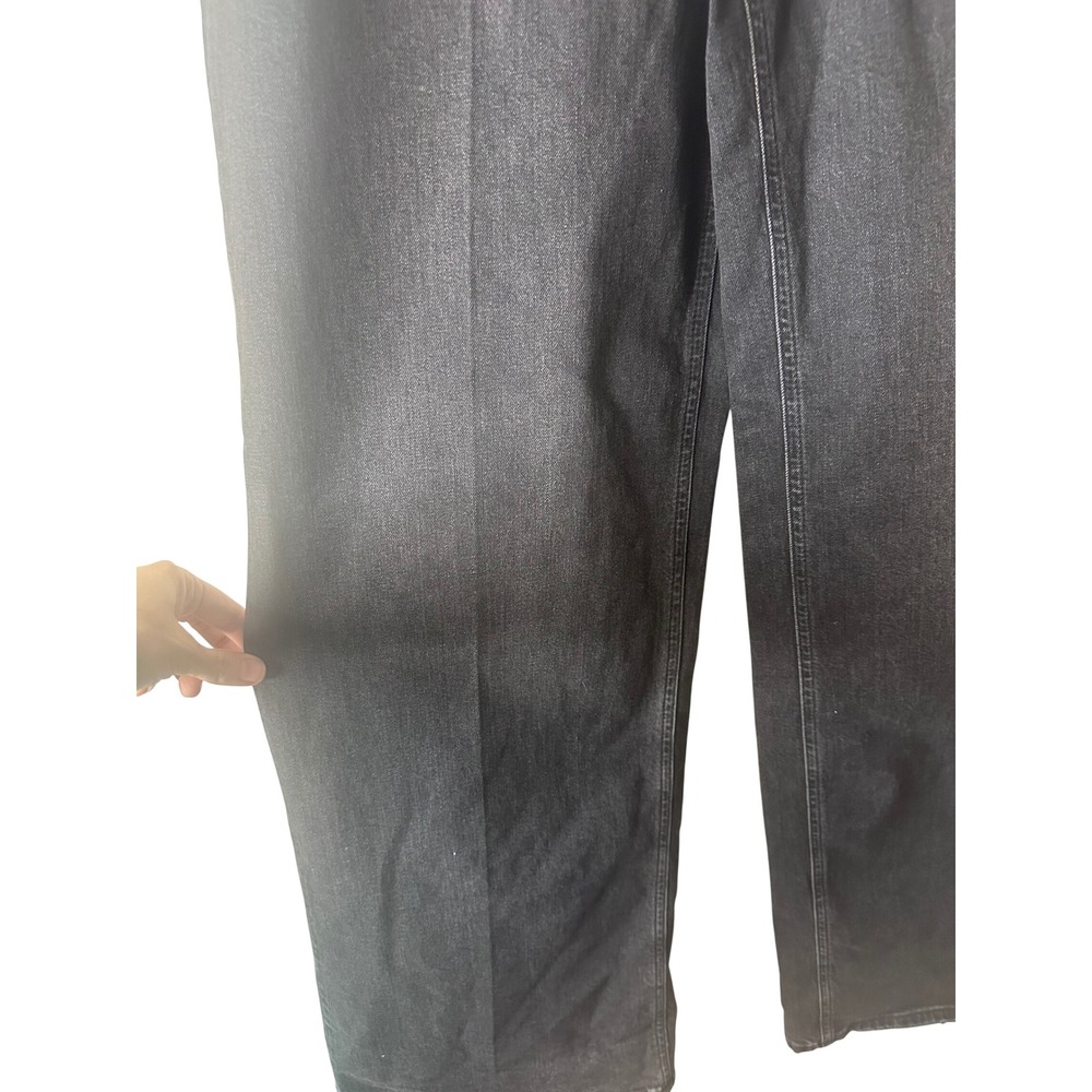 NEW Paige Sasha High Rise Wide Leg Jeans Viper Black Distressed Sz 32 - Picture 7 of 11